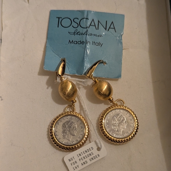 Vintage Toscana Coin Earrings - Picture 3 of 7
